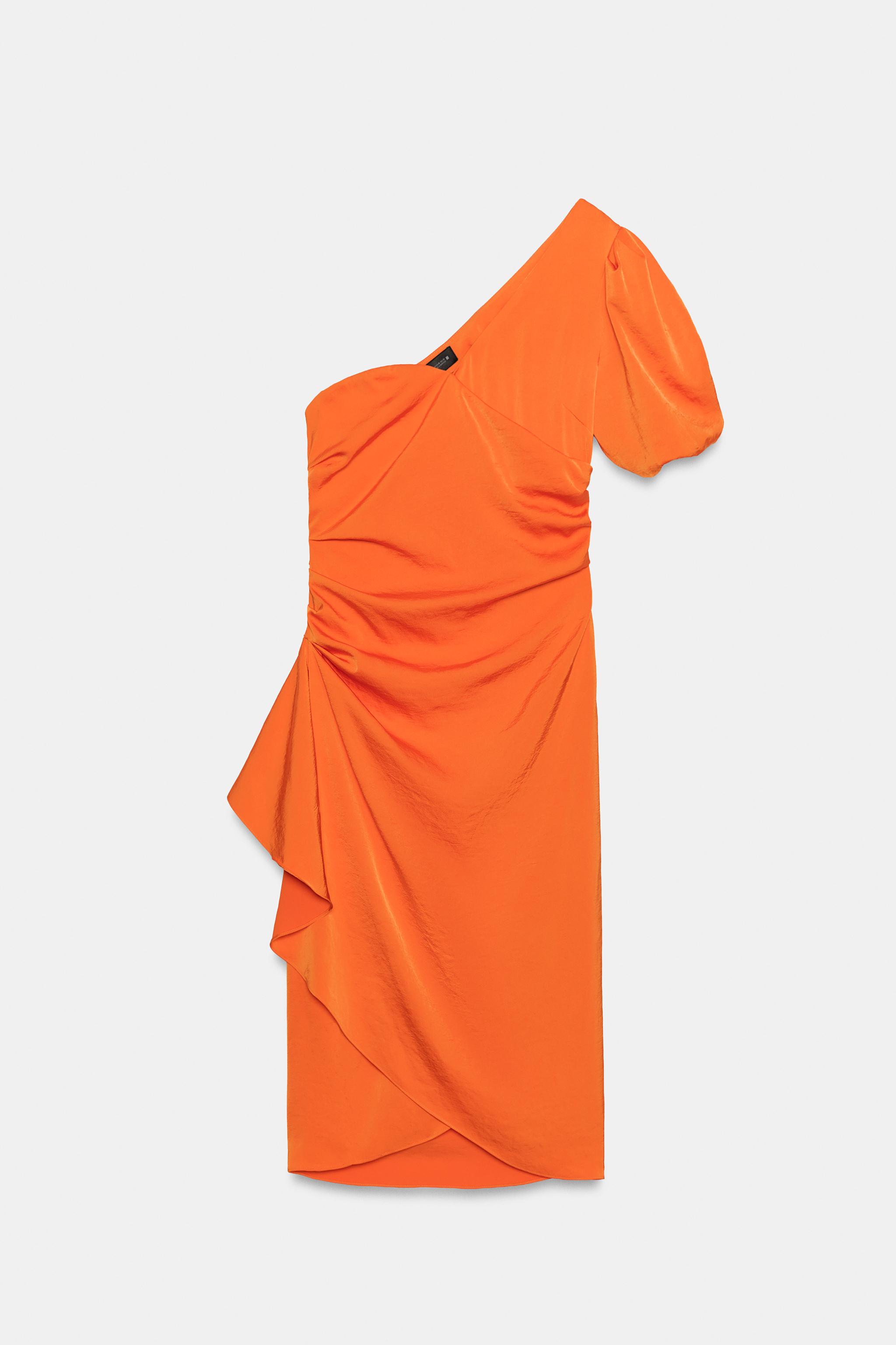 ASYMMETRIC SATIN MIDI DRESS